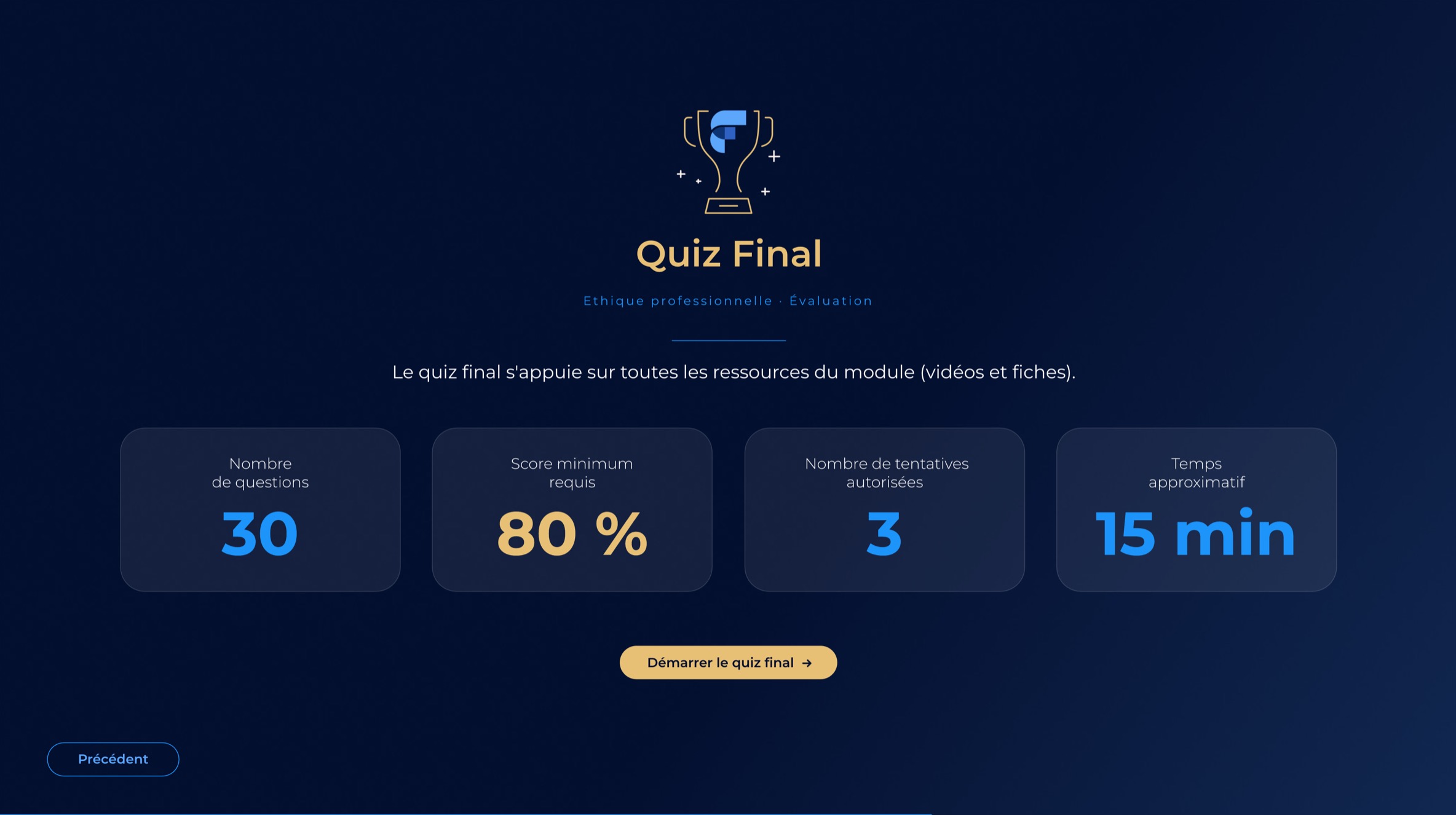 Module e-learning certifiant sur l'éthique professionnelle pour First Finance — Visuel 3