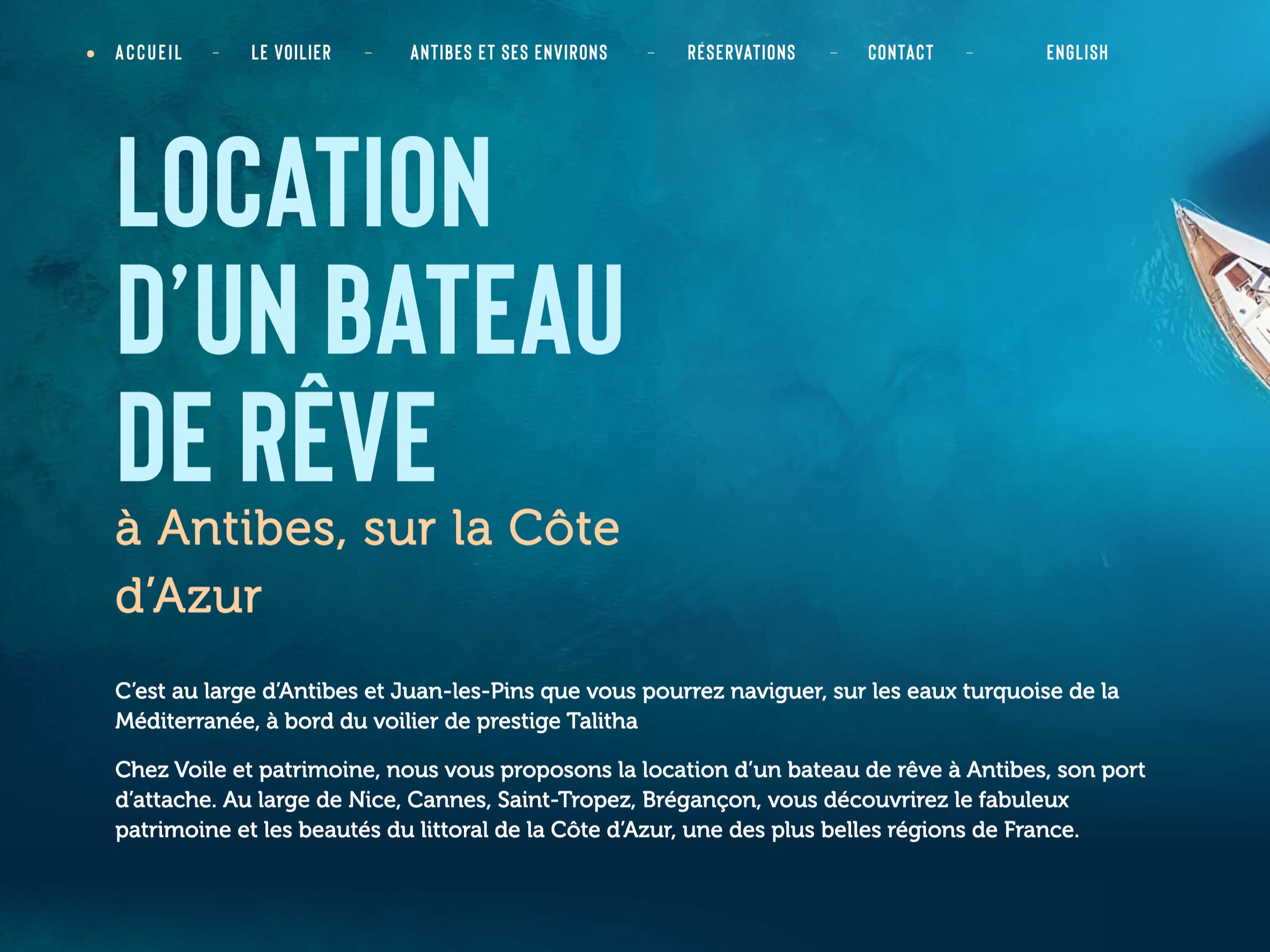 Webdesign et direction artistique pour Voile et Patrimoine — Visuel 1