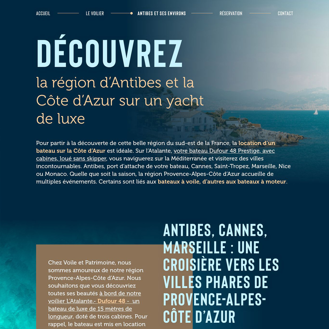 Webdesign site de location de yacht de luxe