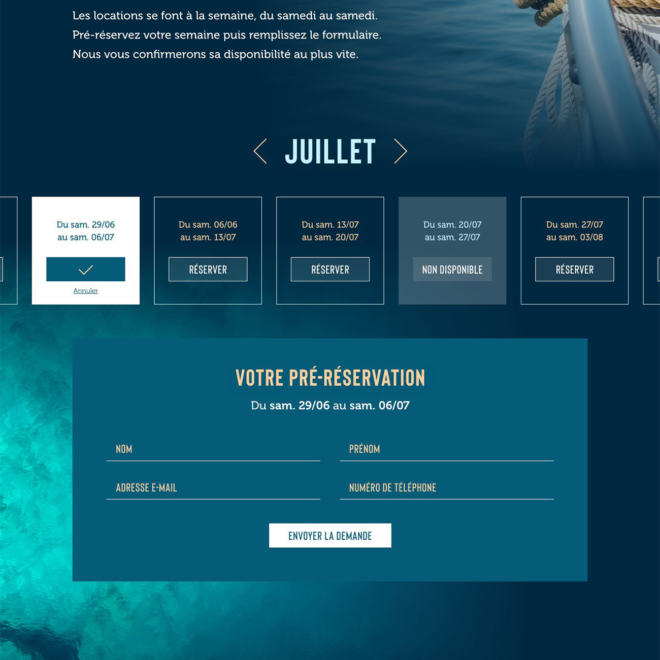 Webdesign site de location de yacht de luxe